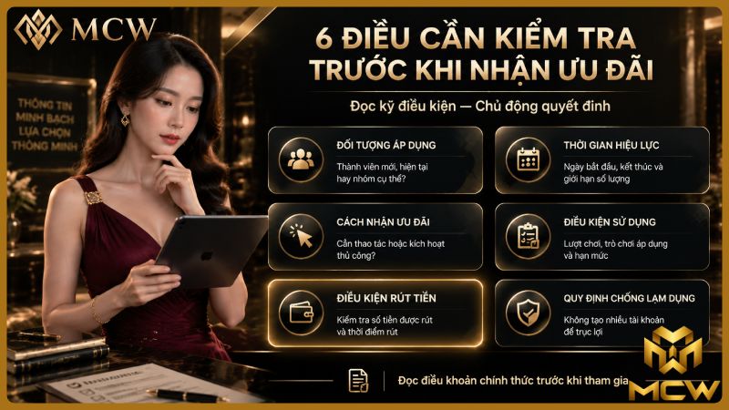 MCW minh họa 6 điều cần kiểm tra trước khi nhận ưu đãi