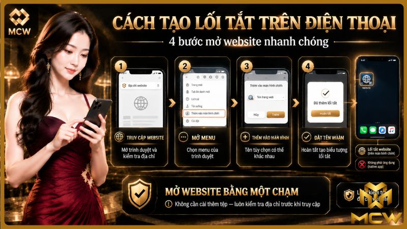 MCW minh họa cách tạo lối tắt trên điện thoại