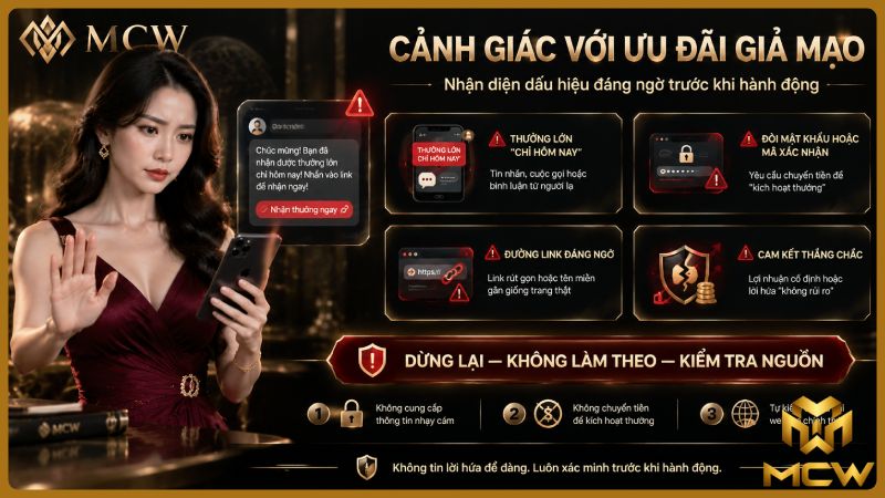 MCW minh họa cảnh giác với ưu đãi giả mạo