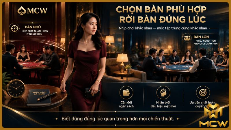 MCW minh họa chọn bàn phù hợp, rời bàn đúng lúc