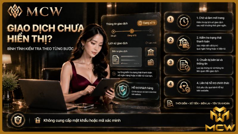 MCW minh họa giao dịch chưa hiển thị? Bình tĩnh kiểm tra từng bước