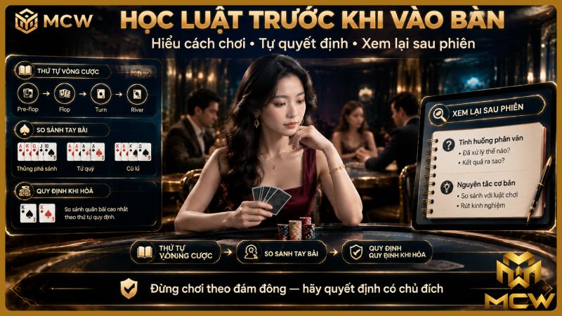 MCW minh họa học luật trước khi vào bàn