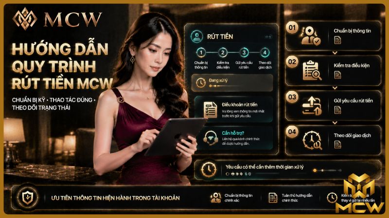 MCW minh họa hướng dẫn quy trình rút tiền