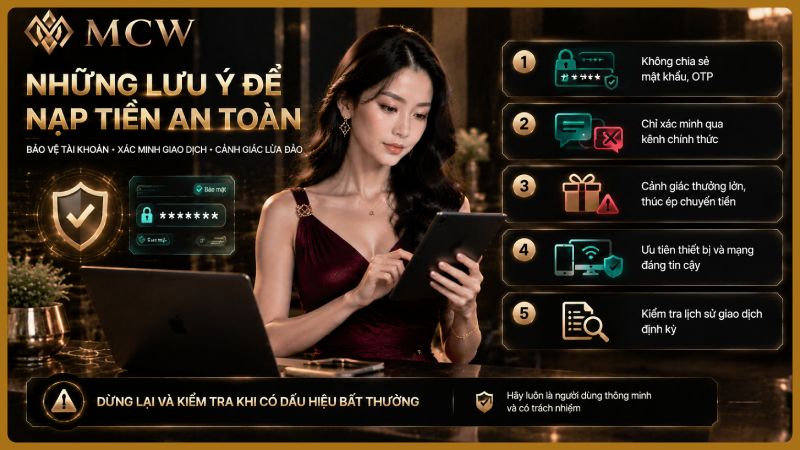 MCW minh họa những lưu ý để nạp tiền an toàn