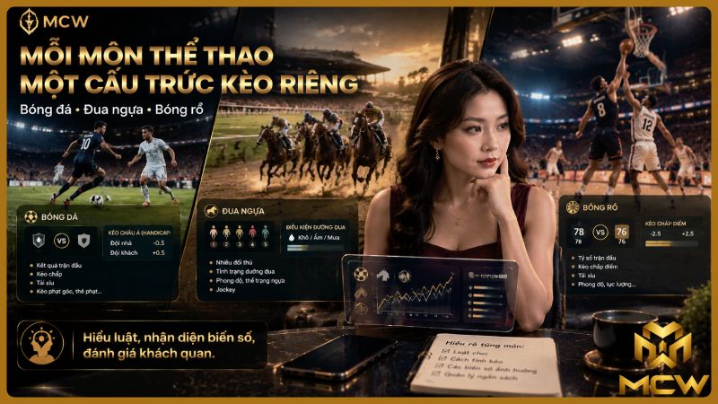 MCW minh họa mỗi môn thể thao một cấu trúc kèo riêng