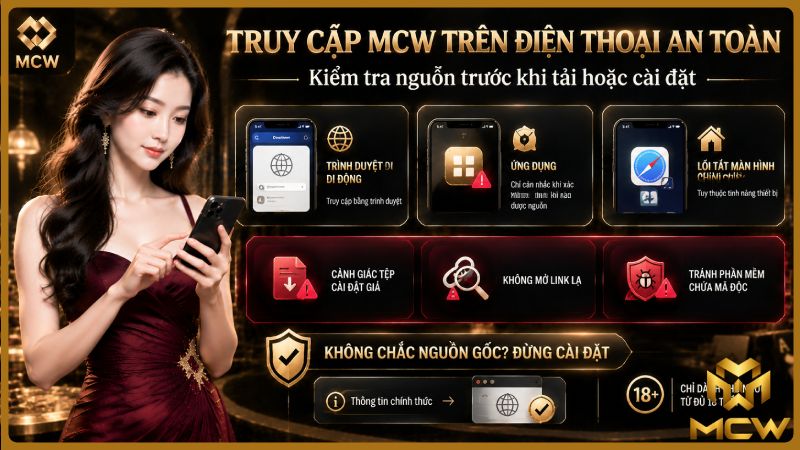 MCW minh họa truy cập trên điện thoại an toàn